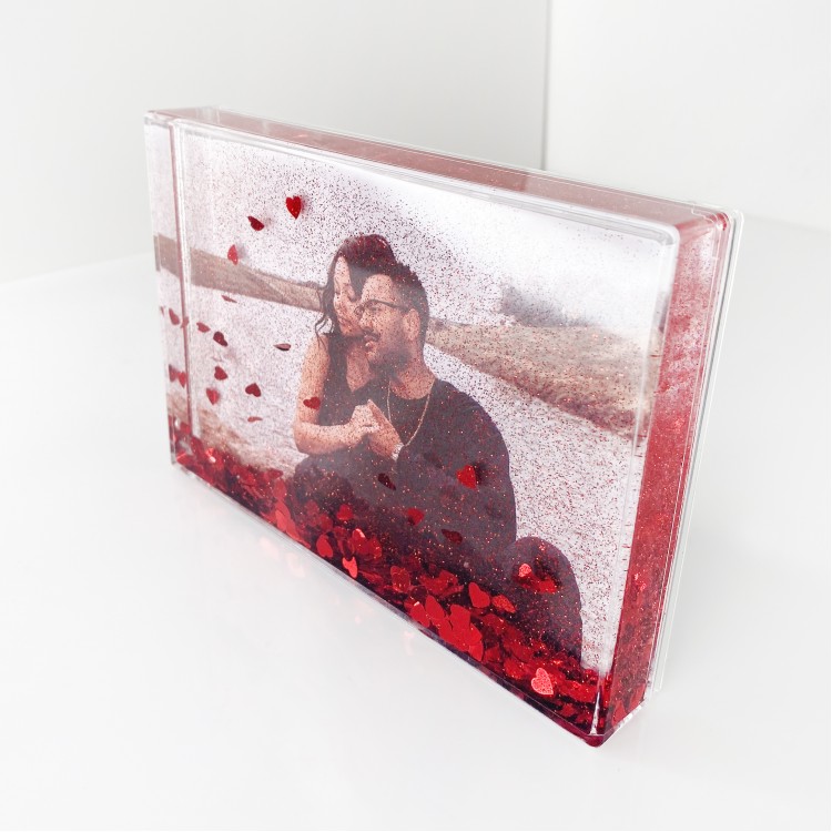 6x4 HeartGlitter Photo Block